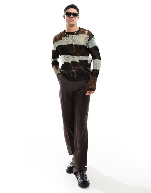 Jersey negro a rayas con carreras de punto calado de malla transparente de ASOS DESIGN, 2 de 4