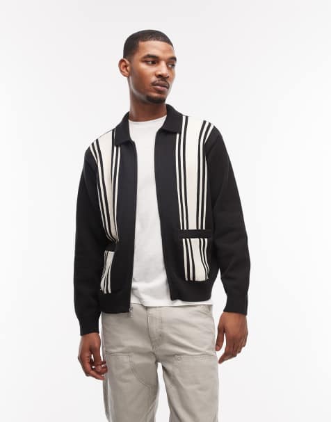 Jersey negro a rayas con cremallera de punto Matt de Obey - view 1