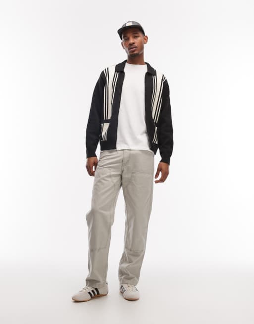Jersey negro a rayas con cremallera de punto Matt de Obey, 2 de 5