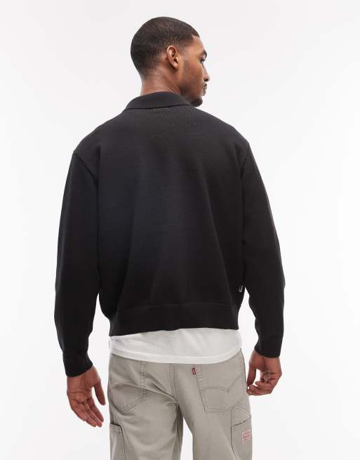 Jersey negro a rayas con cremallera de punto Matt de Obey, 3 de 5