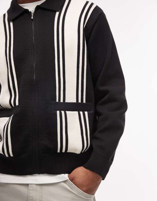 Jersey negro a rayas con cremallera de punto Matt de Obey, 5 de 5