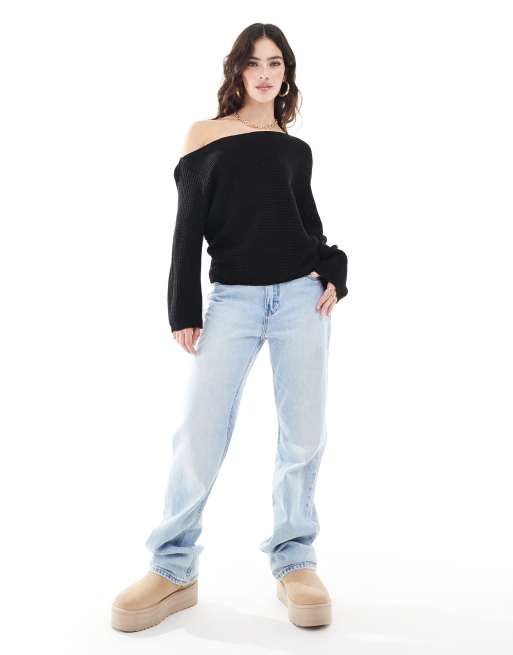 Jersey negro asimétrico de corte suelto de punto de ASOS DESIGN, 3 de 4