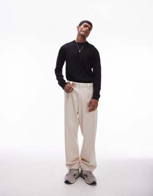 Jersey negro básico con cuello redondo de Topman - view 1