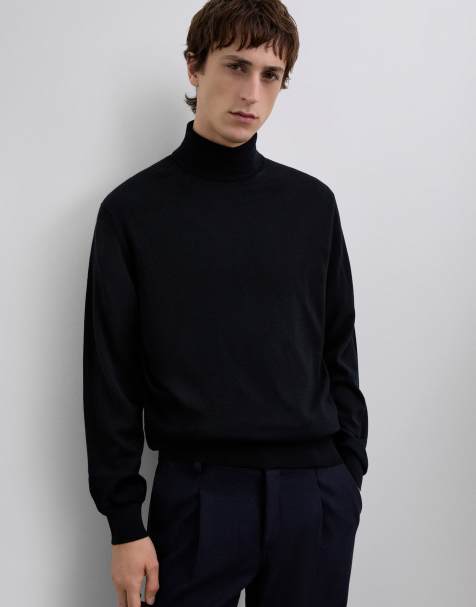 Jersey negro clásico con cuello vuelto de tricot de Scalpers - view 1