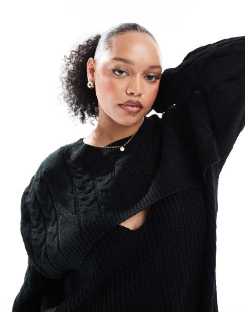 Jersey negro con abertura de punto de Yours - view 1