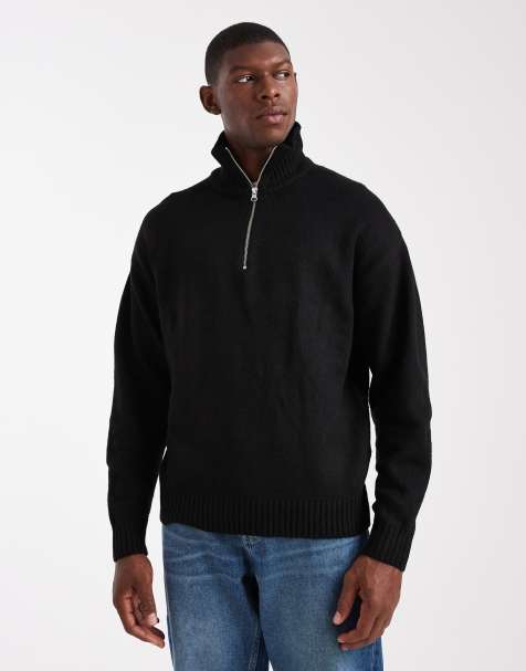 Jersey negro con cremallera corta de punto mullido de Jack & Jones - view 1