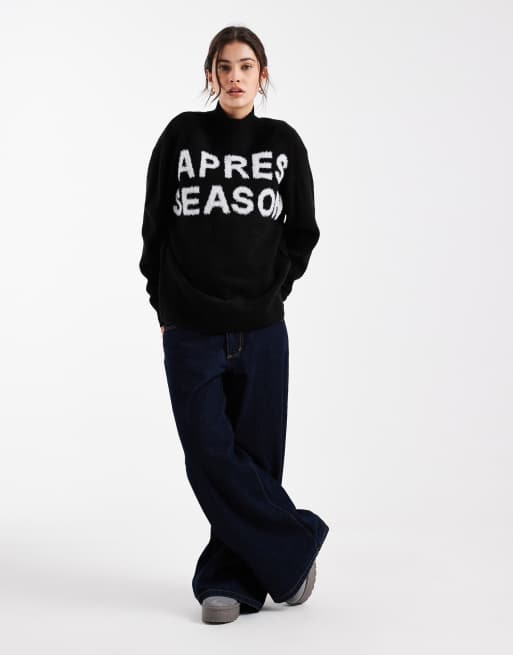 Jersey negro con cuello alto y detalles estilo espumillón de ASOS DESIGN, 2 de 4