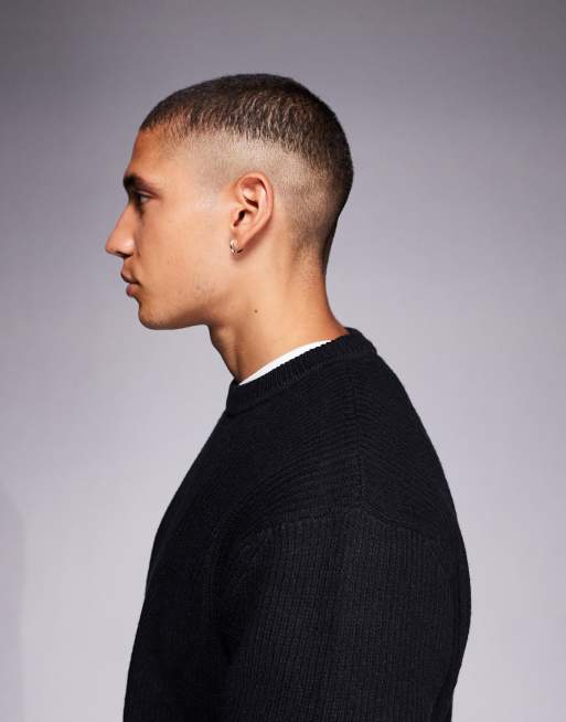 Jersey negro con cuello redondo de canalé de River Island, 4 de 5