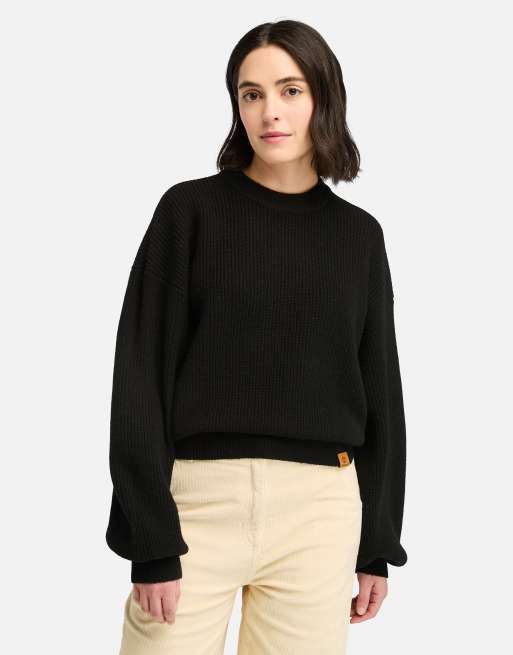 Jersey negro con cuello redondo de mezcla de lana de Timberland