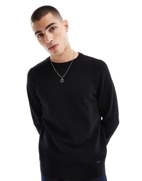 Jersey negro con cuello redondo de punto de Threadbare - view 1