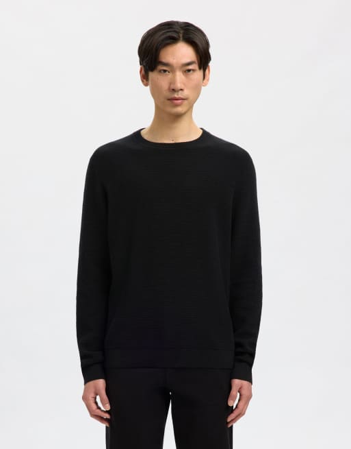 Jersey negro con cuello redondo de Selected