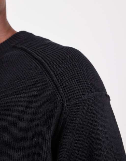 Jersey negro con cuello redondo y hombros caídos de punto de ONLY & SONS, 5 de 5