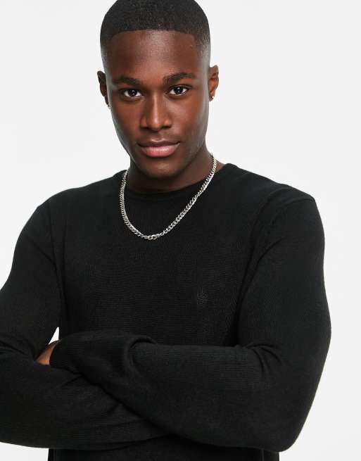 Jersey negro con cuello redondo y logo de tejido suave al tacto de French Connection
