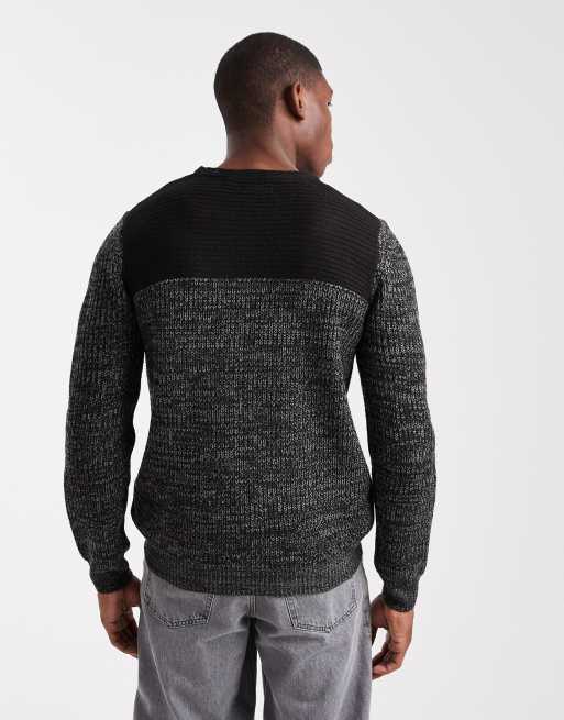 Jersey negro con cuello redondo y panel en contraste de punto de Brave Soul, 3 de 5