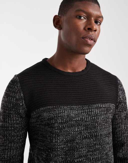 Jersey negro con cuello redondo y panel en contraste de punto de Brave Soul, 5 de 5
