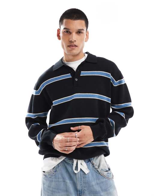 Jersey negro con cuello tipo polo de punto Donnie de Santa Cruz