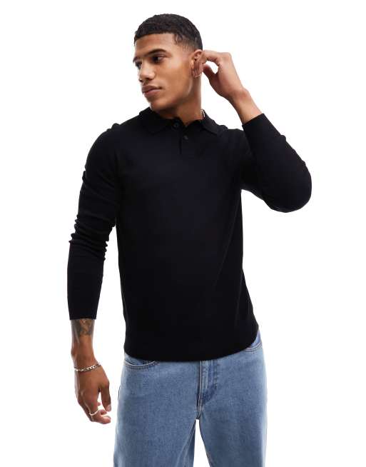 Jersey negro con cuello tipo polo de River Island