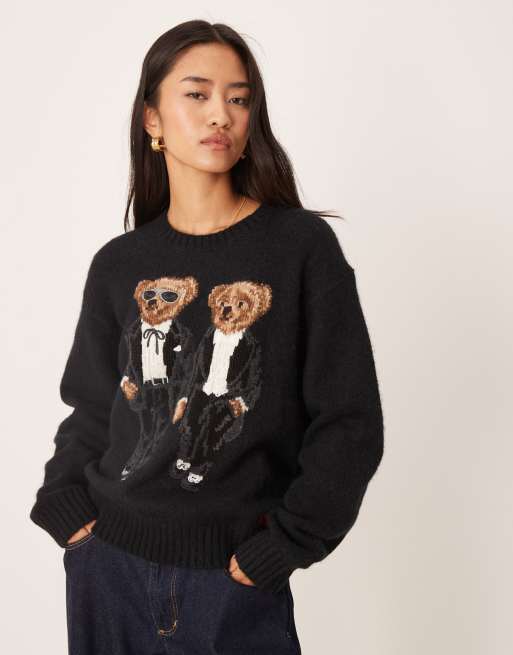 Jersey negro con diseño festivo de osos de mezcla de lana de Polo Ralph Lauren