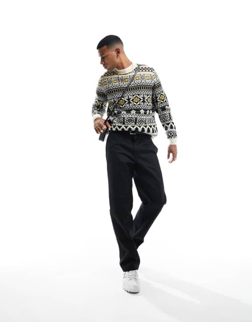 Jersey negro con diseño navideño de grecas alpinas de punto de ASOS DESIGN, 4 de 4