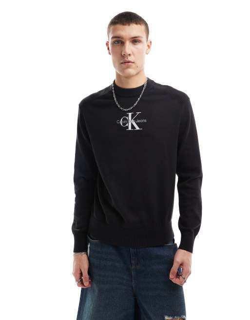 Jersey negro con logo de monograma de Calvin Klein Jeans