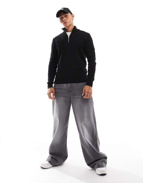 Jersey negro con media cremallera de canalé de Only & Sons - view 1