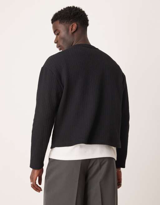 Jersey negro de corte cuadrado holgado de punto ligero de ASOS DESIGN, 3 de 4