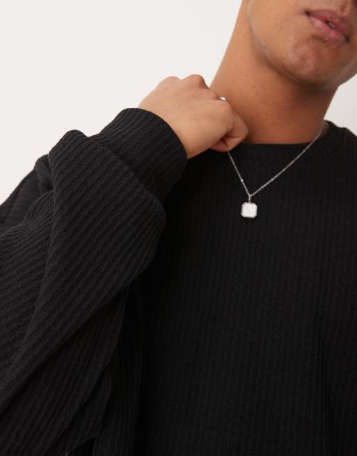 Jersey negro de corte cuadrado ultragrande de canalé texturizado ligero de ASOS DESIGN, 2 de 4