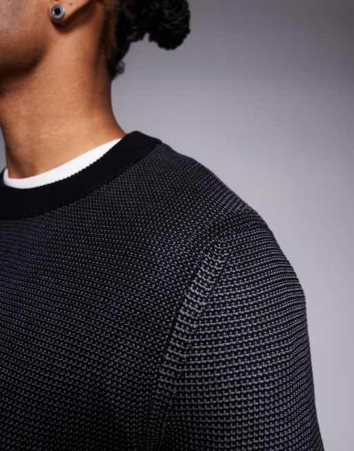 Jersey negro de corte estándar con cuello redondo de punto texturizado Klapok de Boss Orange, 5 de 5