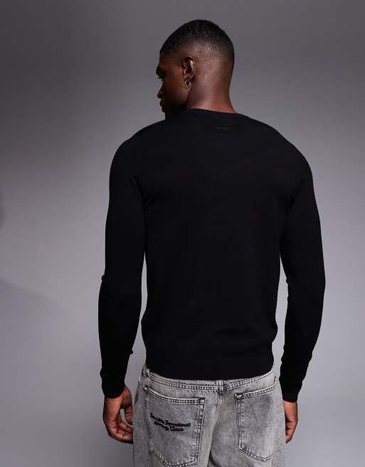 Jersey negro de corte estándar de punto fino San Cody de HUGO Red, 3 de 5