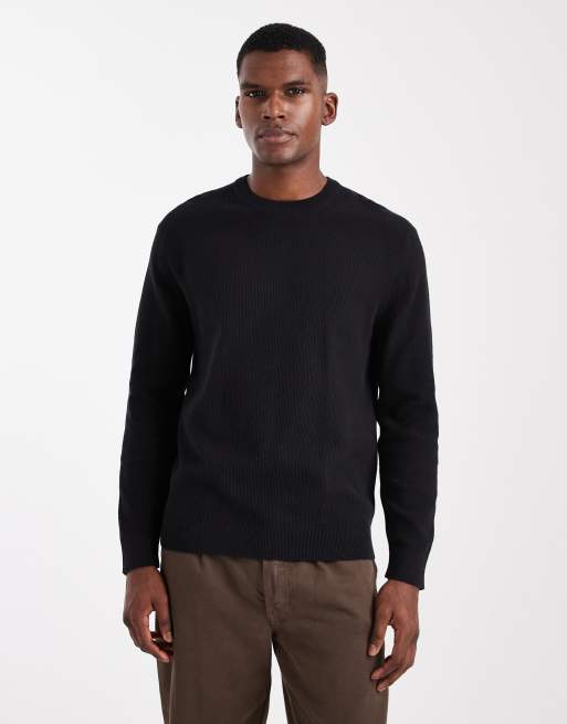 Jersey negro de corte slim de punto gofrado de ONLY & SONS