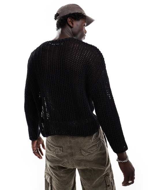 Jersey negro de punto calado Gino de Weekday, 2 de 4