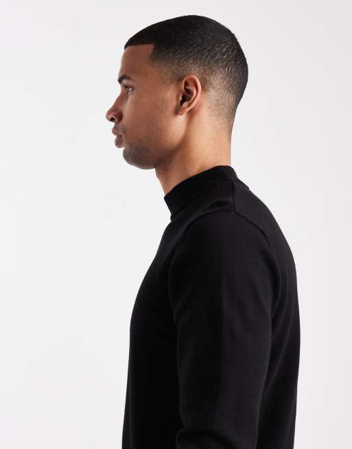 Jersey negro entallado con cuello alto de Brave Soul, 4 de 5