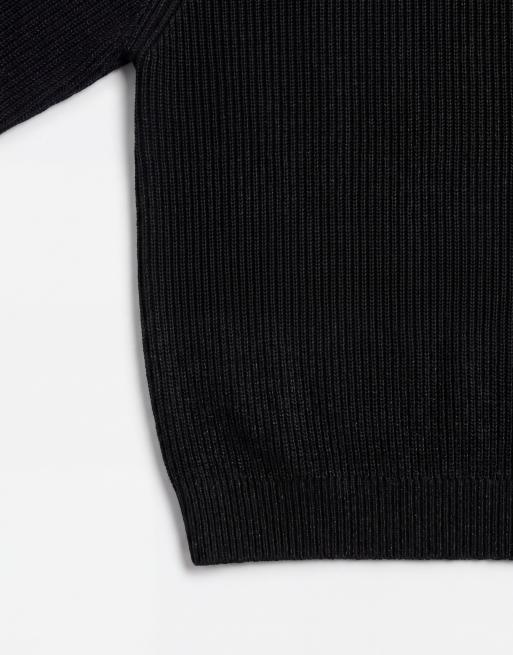 Jersey negro extragrande de canalé grueso de Jack & Jones, 9 de 9