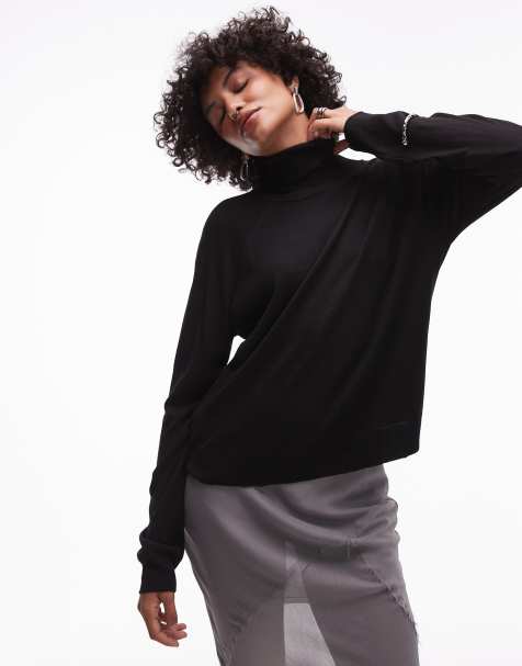 Jersey negro holgado con cuello alto de Mango - view 1