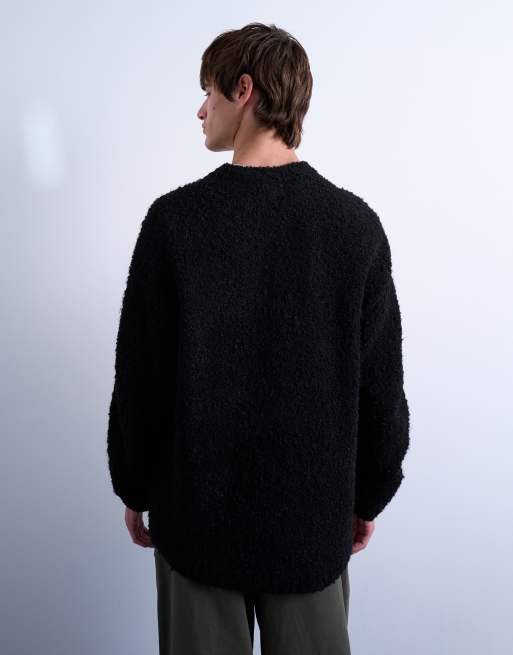 Jersey negro holgado de bouclé de Topman, 4 de 5