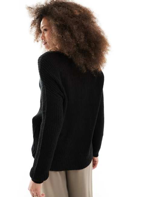 Jersey negro holgado de manga larga de JDY, 4 de 4