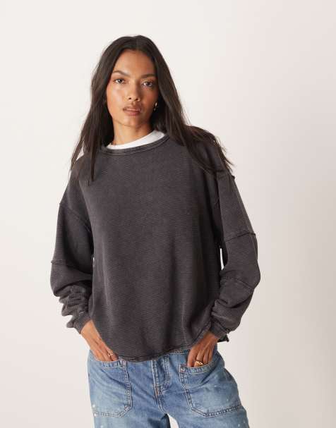 Jersey negro lavado de manga larga Total Eclipse de Free People - view 1