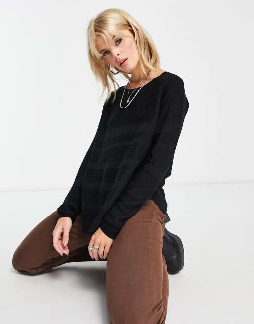 Jersey negro texturizado con cuello redondo de Only