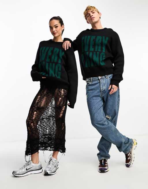 Jersey negro unisex con estampado gráfico Fabian exclusivo en ASOS de Weekday