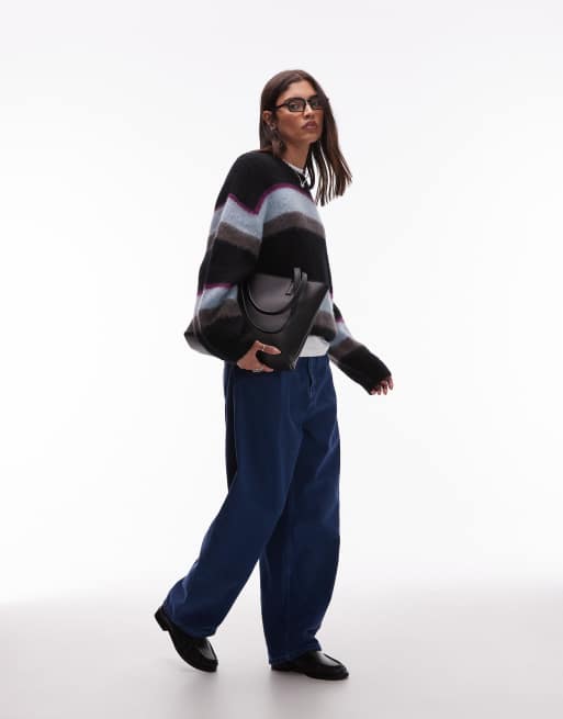Jersey negro y azul a rayas de punto Merlin de Carhartt WIP, 2 de 4