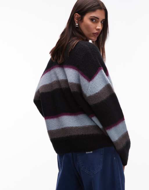 Jersey negro y azul a rayas de punto Merlin de Carhartt WIP, 3 de 4