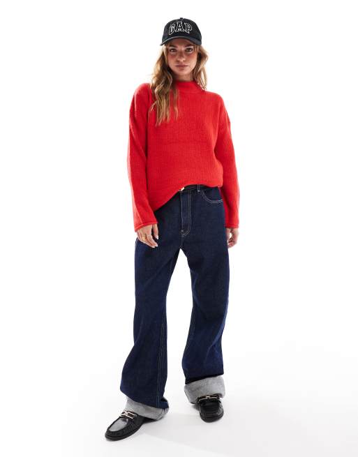 Jersey rojo con cuello alto de punto de Brave Soul, 3 de 4