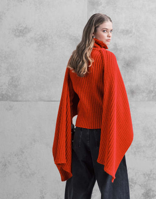 Jersey rojo con cuello alzado y bufanda desmontable de punto de ASOS DESIGN, 2 de 4