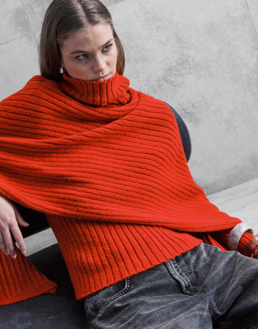 Jersey rojo con cuello alzado y bufanda desmontable de punto de ASOS DESIGN, 4 de 4