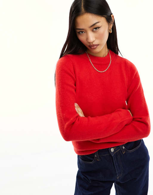 Jersey rojo con cuello redondo de New Look