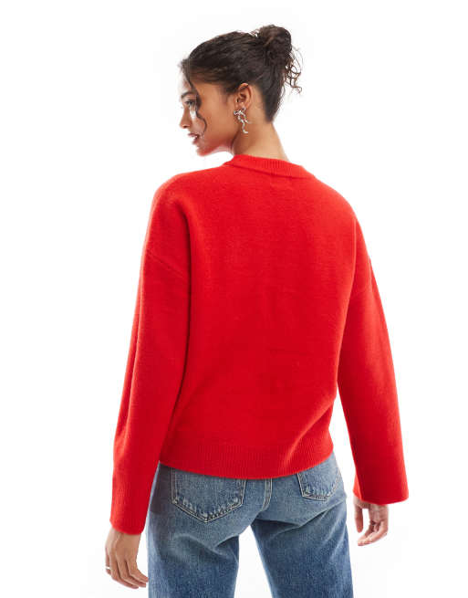 Jersey rojo de corte cuadrado con cuello redondo y patrón de lazo de ASOS DESIGN, 2 de 4