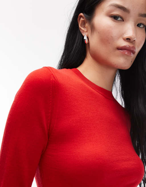 Jersey rojo de corte slim de lana de merino pura de & Other Stories, 3 de 4