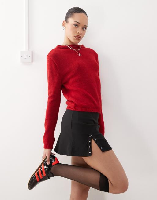 Jersey rojo de manga larga con cuello redondo de punto de Reclaimed Vintage