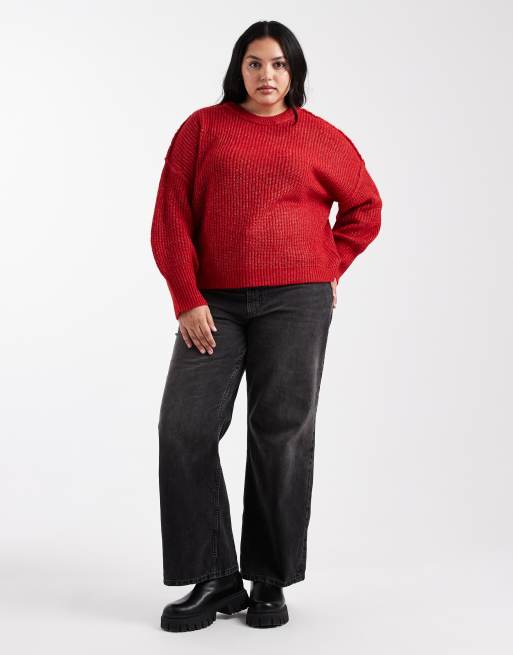Jersey rojo holgado de ONLY Curve, 3 de 4