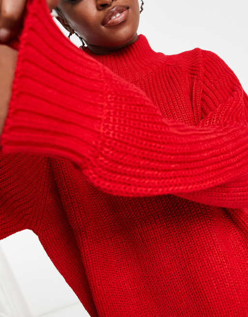 Jersey rojo luminoso con cuello alto exclusivo de Noisy May, 3 de 4